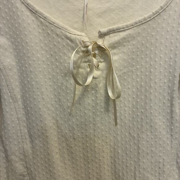 FREE PEOPLE Brunch Date Ivory Eyelet Lace Sleeve Blouse L Coquette Romantic Boho - Picture 8 of 11